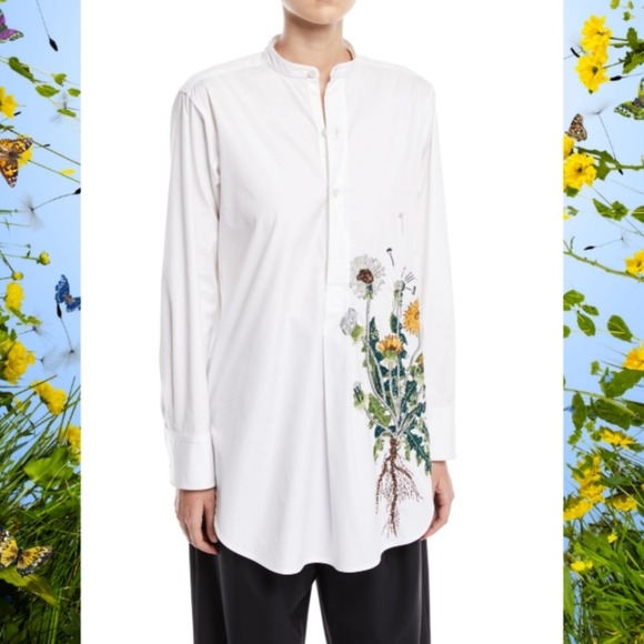 ^$1990 NEW OSCAR DE LA RENTA  DANDELION BOYFREIND RUNWAY BLOUSE US XL 14 - Picture 8 of 14